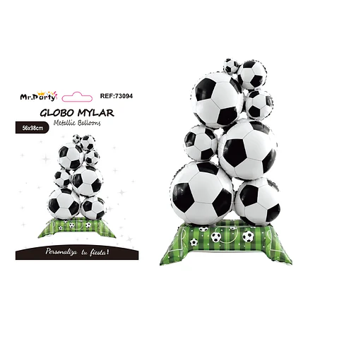 Globo metálico en torre de fútbol mediano de pie 56*98cm
