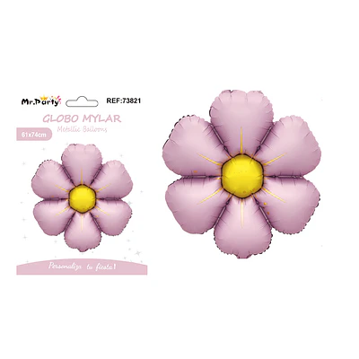 Globo metálico de margarita rosado mate 61*74cm