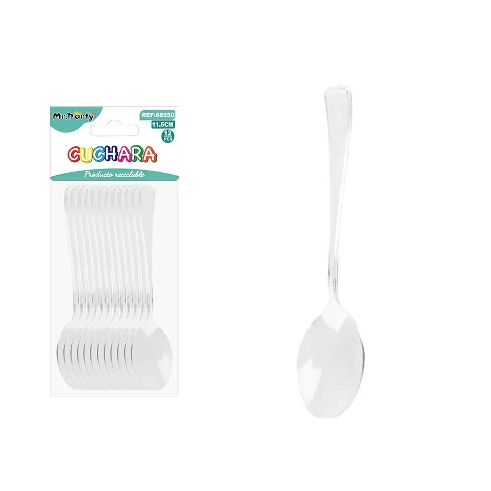 Cucharas acrílicas desechables transparente 18cm 12pcs