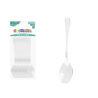 Cucharas acrílicas desechables transparente 18cm 12pcs