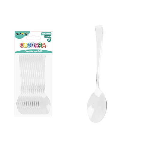Cucharas acrílicas desechables transparente 18cm 12pcs