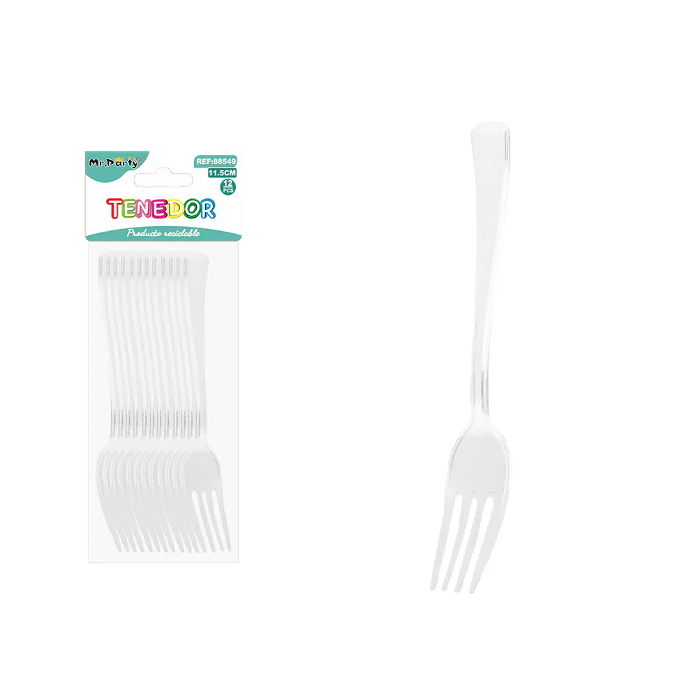 Tenedores acrílicos desechable transparente 18cm 12pcs