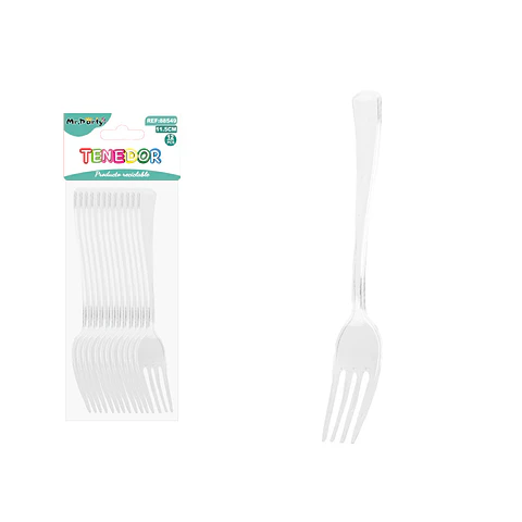 Tenedores acrílicos desechable transparente 18cm 12pcs