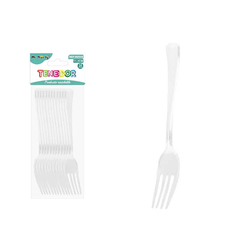 Tenedores acrílicos desechable transparente 18cm 12pcs 1