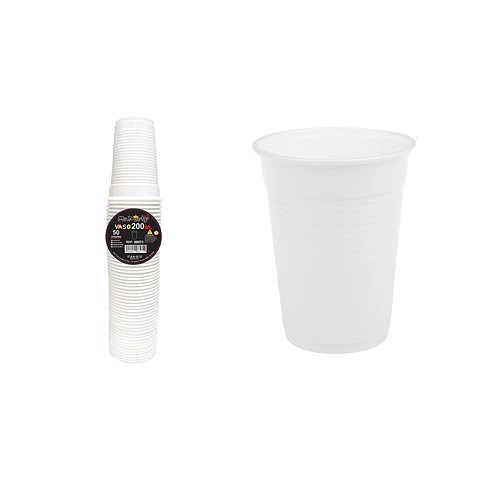 Vasos plásticos blanco 200ML 50pcs