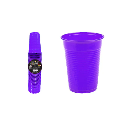 Vasos plásticos morado 200ML 50pcs
