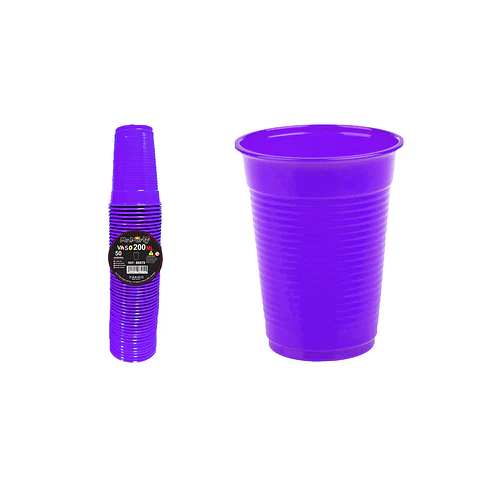 Vasos plásticos morado 200ML 50pcs