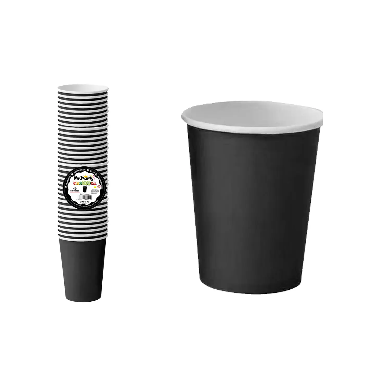 Vasos de papel negro 200ml 40pcs 1