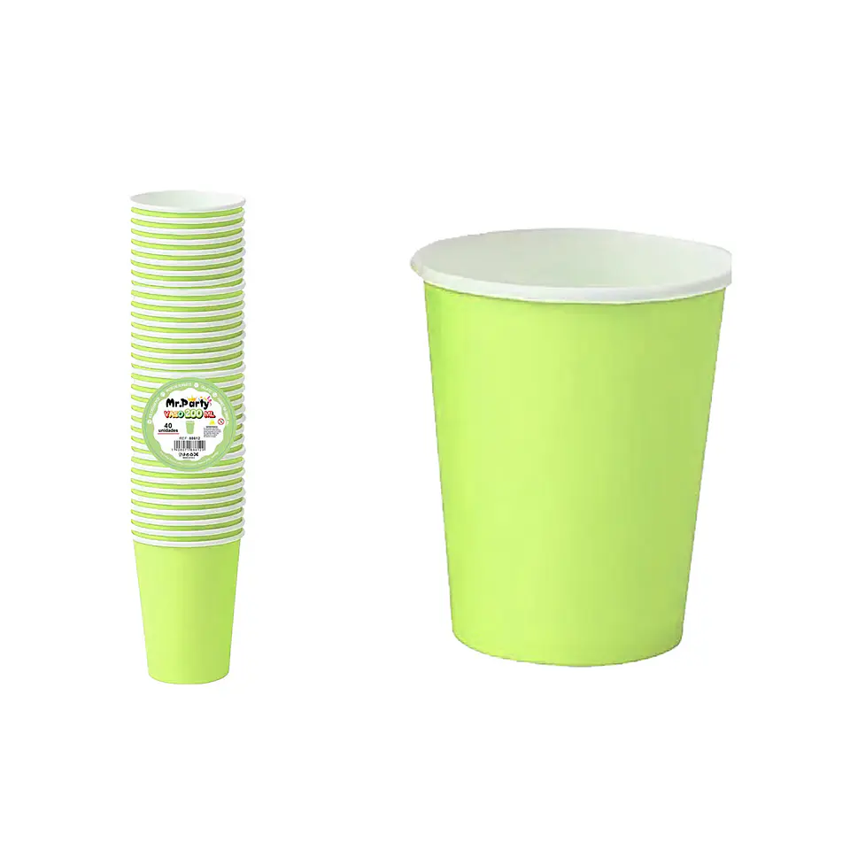 Vasos de papel verde 200ml 40pcs 1
