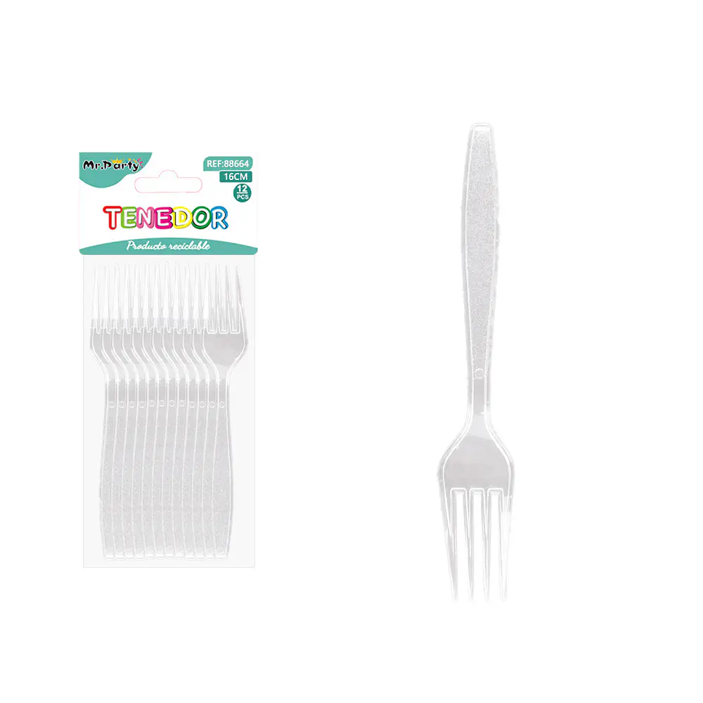 Tenedores desechables transparente 16cm 12pcs