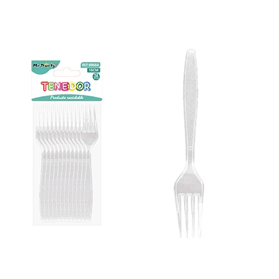 Tenedores desechables transparente 16cm 12pcs