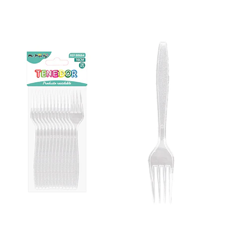 Tenedores desechables transparente 16cm 12pcs