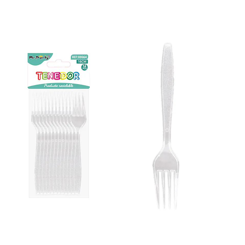 Tenedores desechables transparente 16cm 12pcs 1