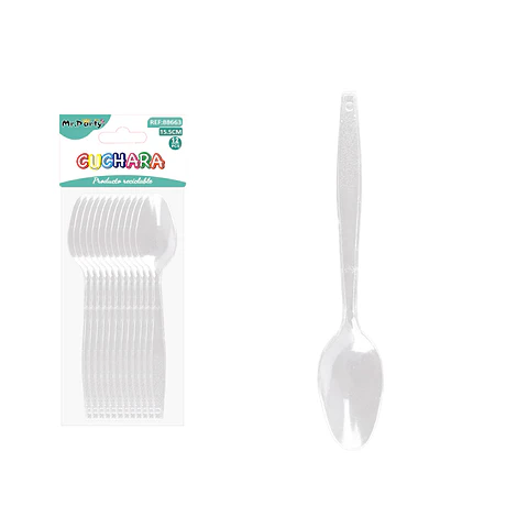 Cucharas desechables transparente 15.5cm 12pcs