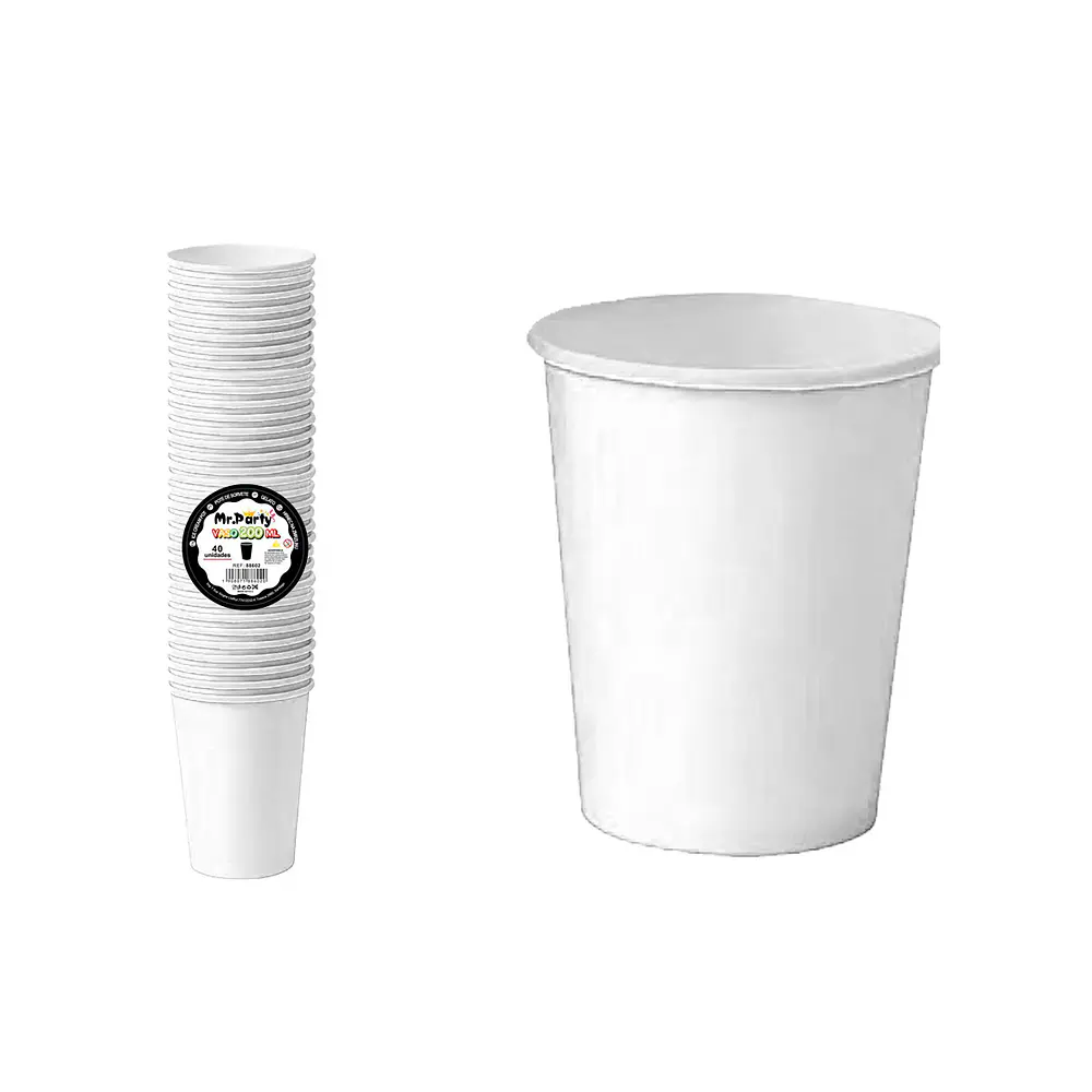 Vasos de papel blanco 200ml 40pcs