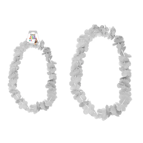 Collar cotillón hawaiano plateado 48cm