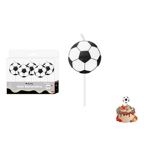 Velas de fútbol blanco y negro 6.5cm 5pcs