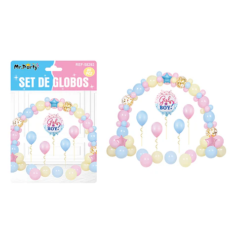Set con arco de globos color pastel baby shower 80pcs