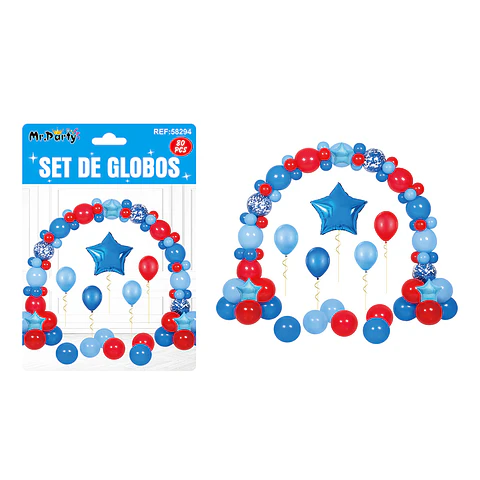 Set con arco de globos azul y rojo 80pcs