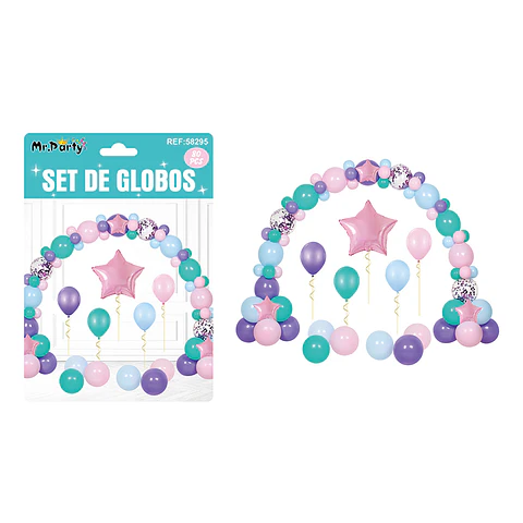 Set con arco de globos color sirena 80pcs
