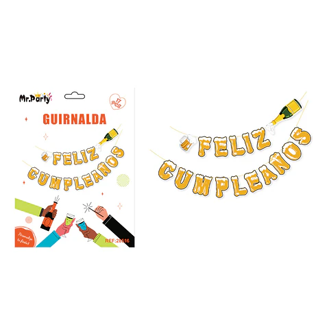 Guirnalda feliz cumpleaños cerveza 5M 17pcs