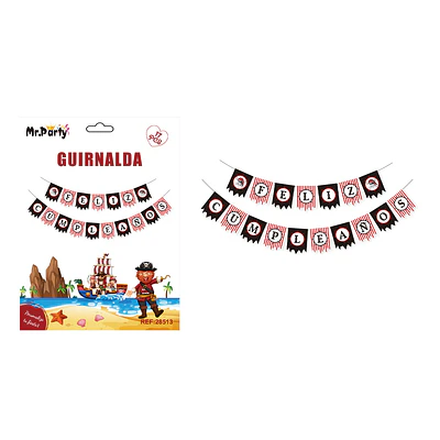 Guirnalda feliz cumpleaños piratas 5M 17pcs