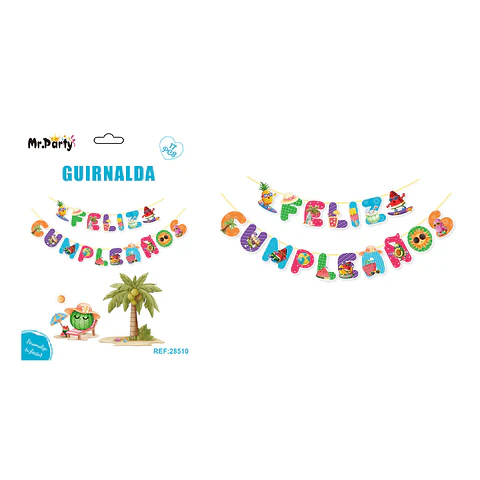 Guirnalda feliz cumpleaños hawaiana 5M 17pcs