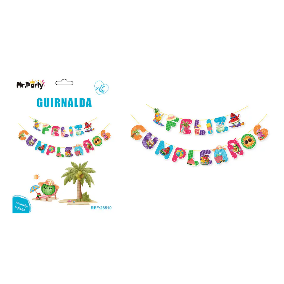 Guirnalda feliz cumpleaños hawaiana 5M 17pcs 1