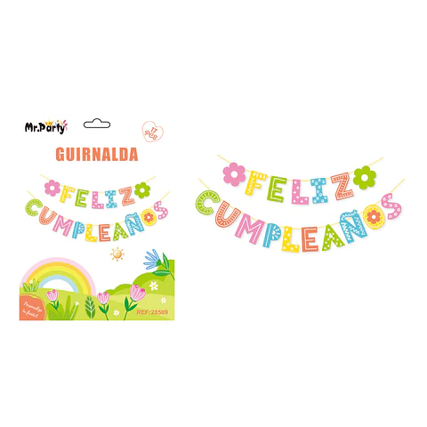 Guirnalda feliz cumpleaños multicolor 5M 17pcs