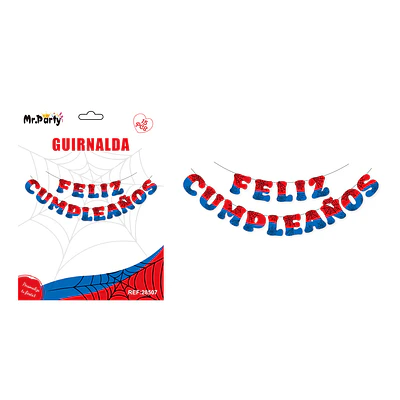 Guirnalda feliz cumpleaños telaraña 5M 15pcs