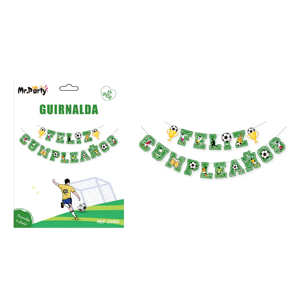Guirnalda feliz cumpleaños fútbol 12*17cm 5M 17pcs