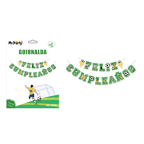 Guirnalda feliz cumpleaños fútbol 12*17cm 5M 17pcs