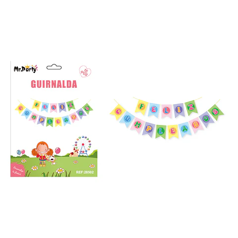 Guirnalda feliz cumpleaños cola de pez multicolor 12*17cm 5M 15pcs