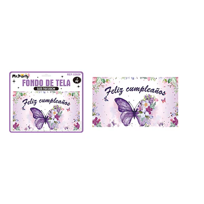 Fondo de tela feliz cumpleaños mariposa 120*70cm