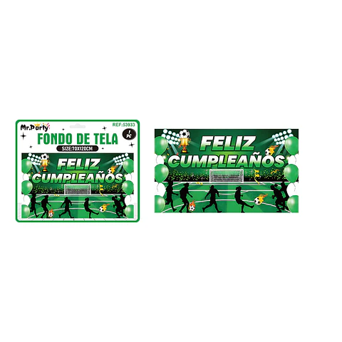 Fondo de tela feliz cumpleaños fútbol 120*70cm