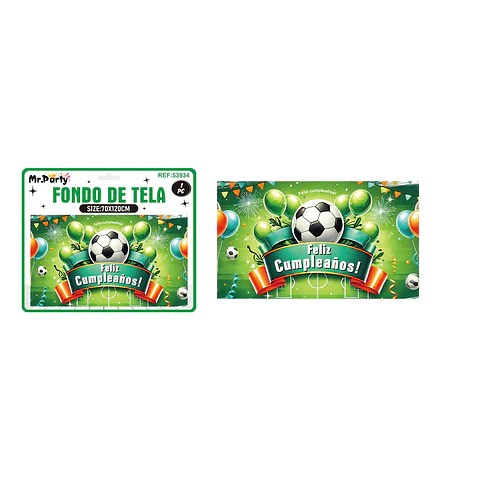 Fondo de tela feliz cumpleaños fútbol 120*70cm