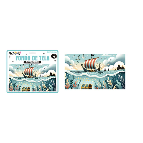 Fondo de tela decorativo diseño barco pirata 120*70cm
