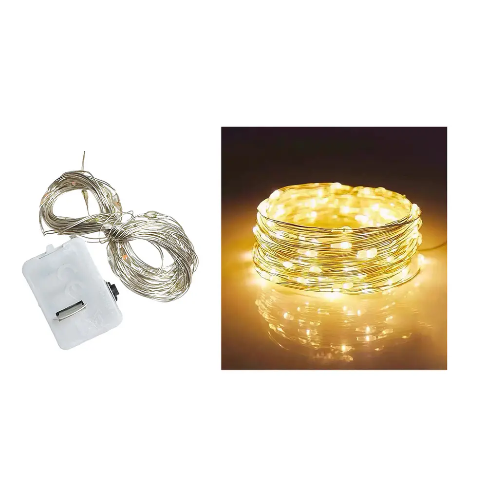 Luces LED de alambre de cobre 10 luces 1M cálida