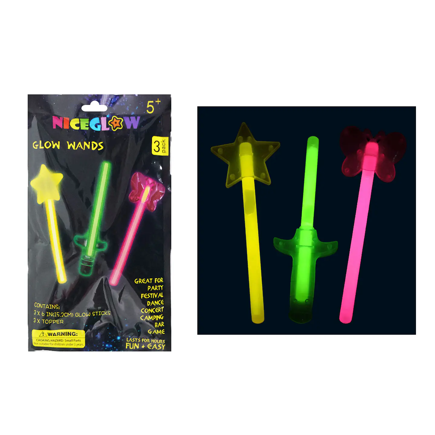 Varita mágica luminosos de neón 3pcs 10*150mm Color Aleatorio 1