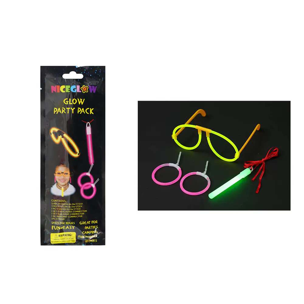 Set de fiesta luminosos de neón con aretes, lentes y collar Color Aleatorio