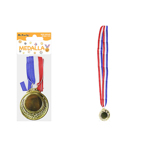 Medalla dorada con cinta tricolor 6.5cm