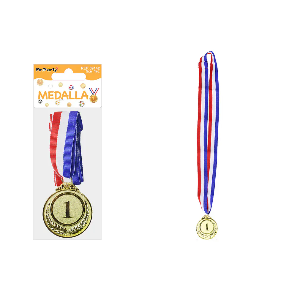 Medalla dorada con cinta tricolor 5cm