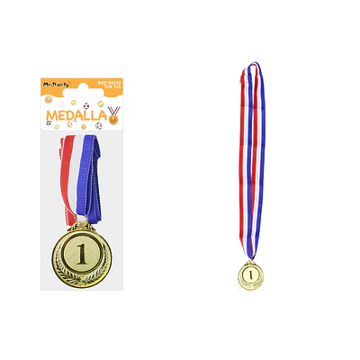 Medalla dorada con cinta tricolor 5cm