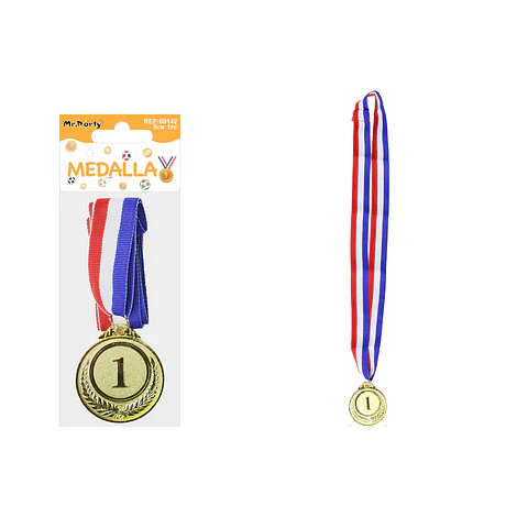 Medalla dorada con cinta tricolor 5cm