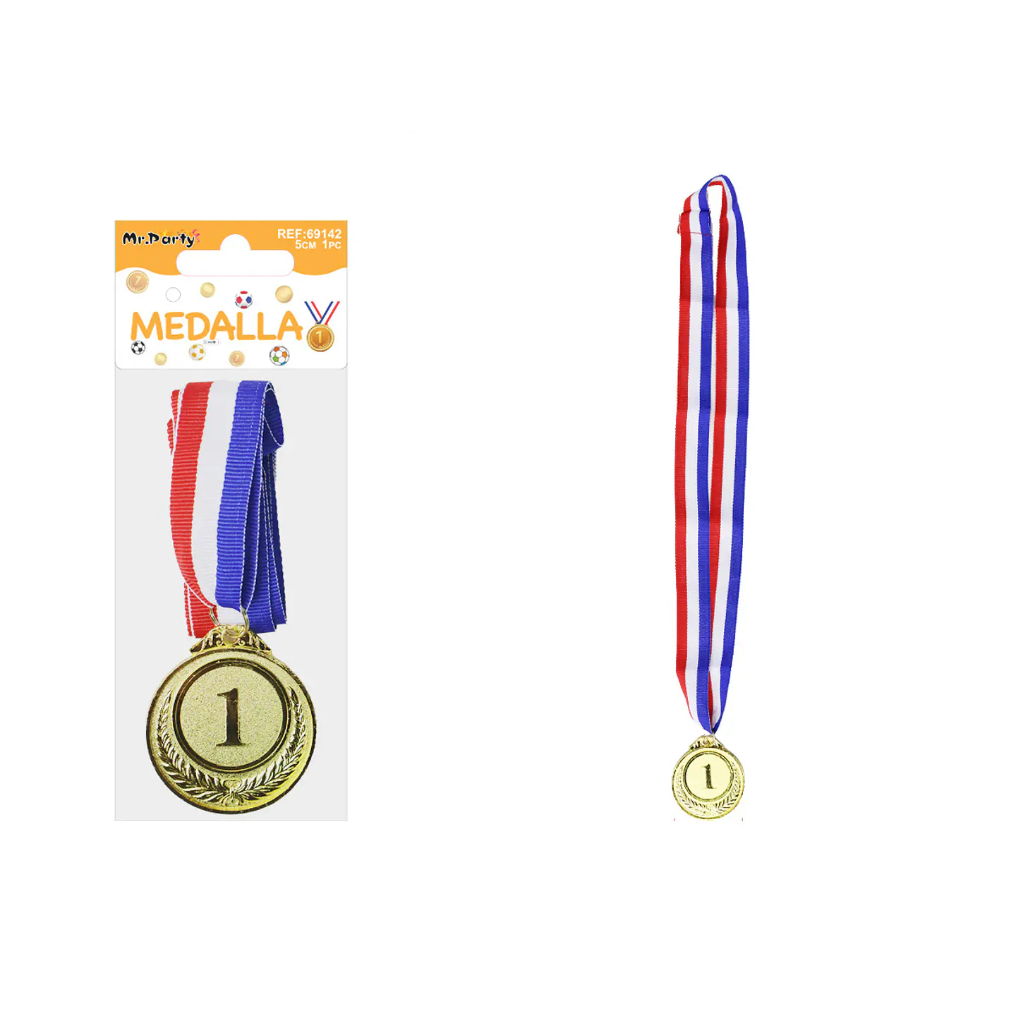 Medalla dorada con cinta tricolor 5cm 1