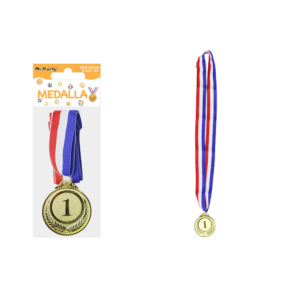 Medalla dorada con cinta tricolor 6.5cm