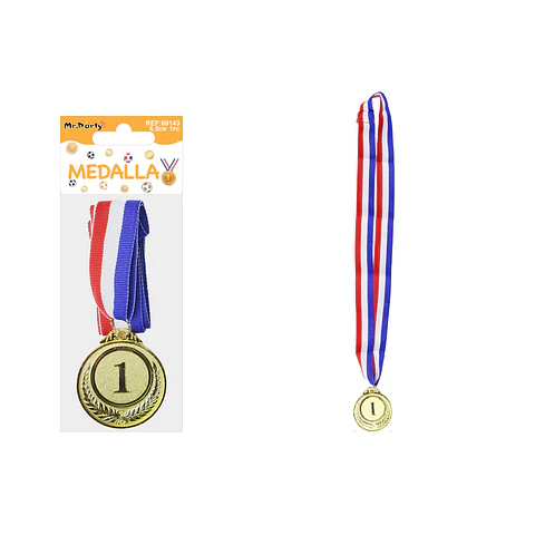 Medalla dorada con cinta tricolor 6.5cm
