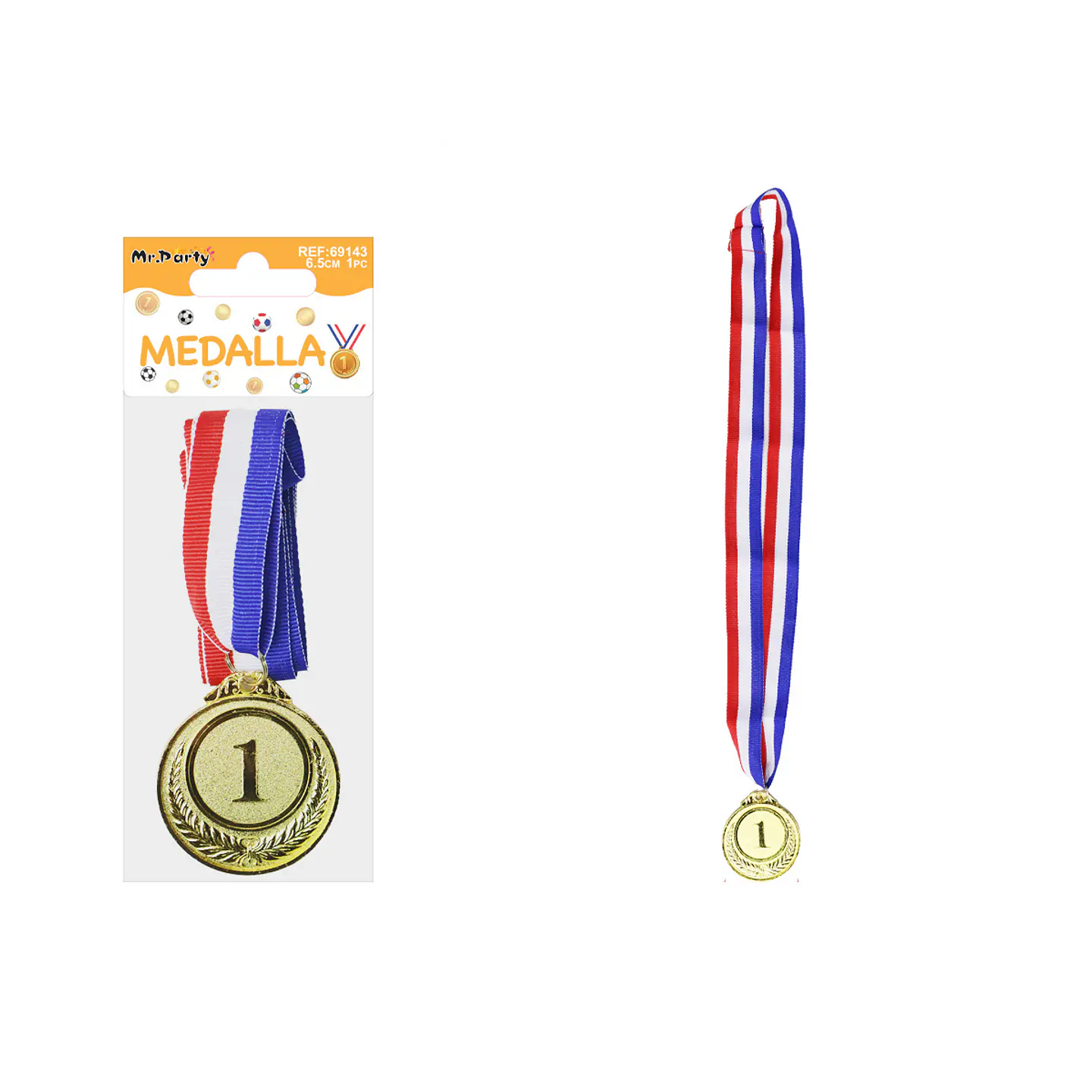 Medalla dorada con cinta tricolor 6.5cm 1