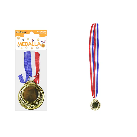 Medalla dorada con cinta tricolor 5cm