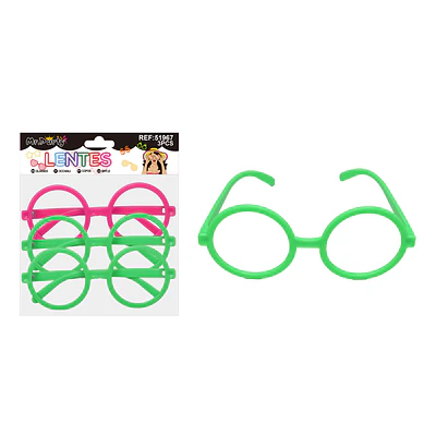 Lente para fiesta marco redondo colores surtidos 3pcs